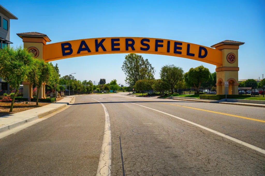 Bakersfield Sign Located at Buck Owens Blvd in Bakersfield, California